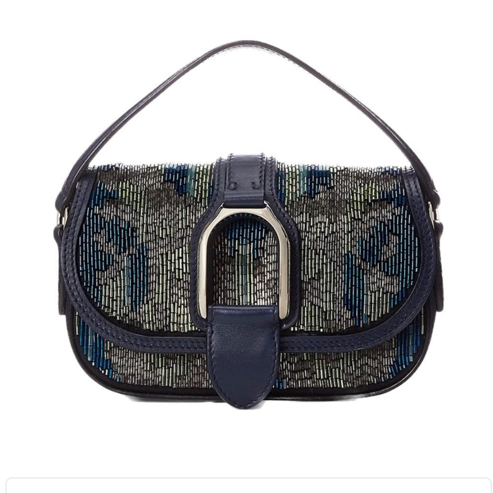 Ralph Lauren Collection Wellington Beaded Satin Leather Mini Chain Bag